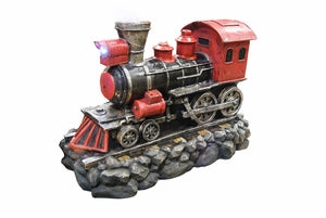 26 Inch Red Train Fountain With Fogger And 1- 6 Led Lights