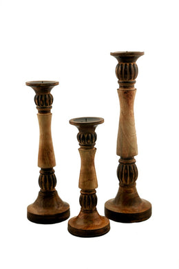 Wood Candle Holder Se of 3 For Extraordinary Lights