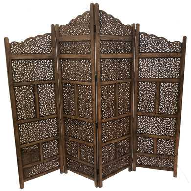 Villa Este Wood Room Divider 4 Panel Carved Screen