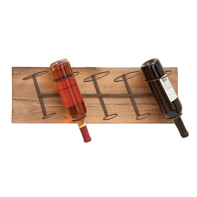 Wall Wood Metal Wine Rack