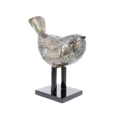 Alluring Polystone Inlay Bird Sculpture, Multicolor