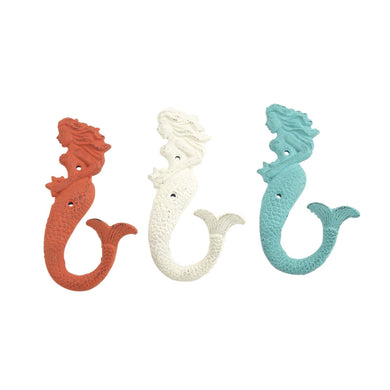 Adorable Metal Multicolor Mermaid Hooks, Assorted 3