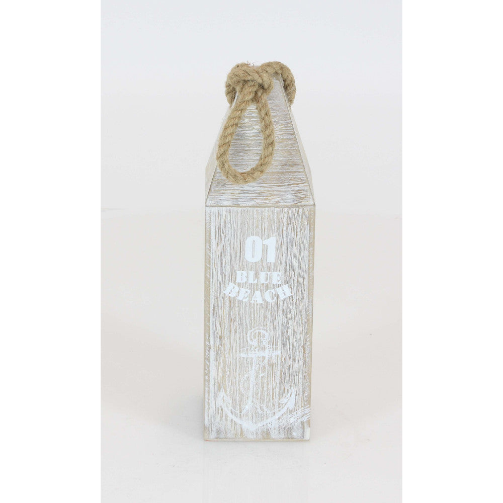 Antiquated Wood Rope Float, Brown And White