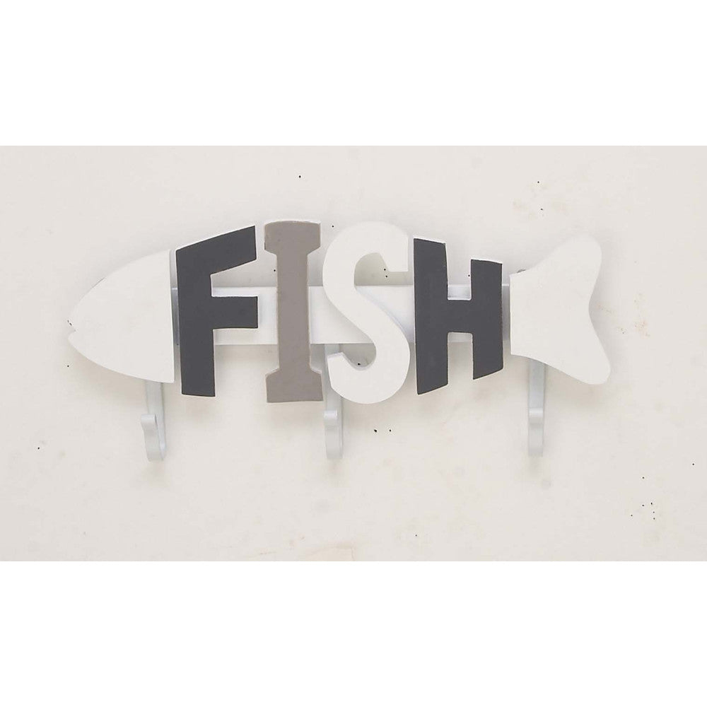 Adorable Wooden Metal Fish Wall Hook