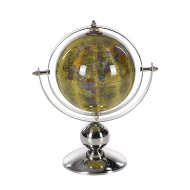 Table Top Pvc Globe In Stainless Steel, Silver And Yellow