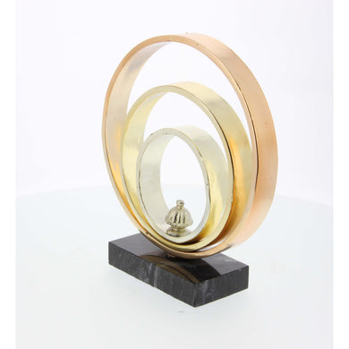 Tricolor Metal Ring Sculpture With Marble Base 9