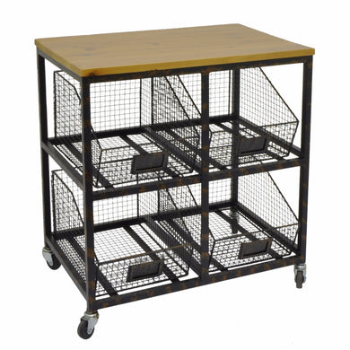 Alluring Metal And Wood Storage Cabinet-Benzara