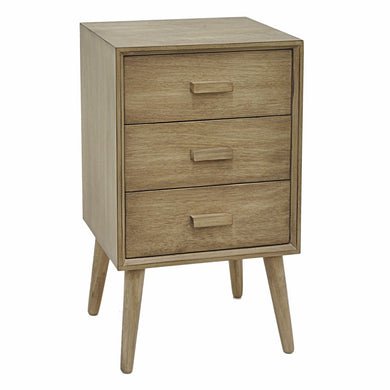 Wood Side Table 3 Drawer-Benzara