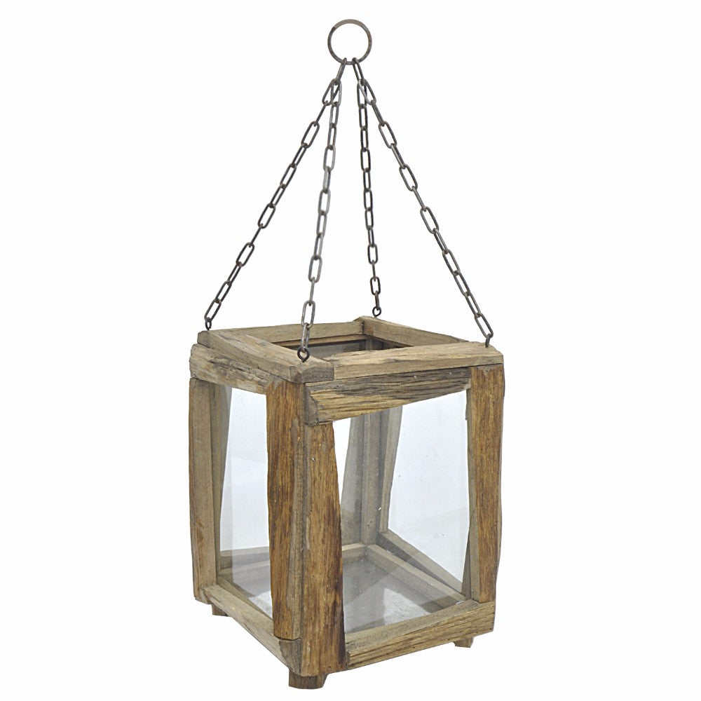 Antiqued Wood Lantern - Benzara