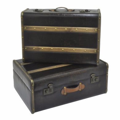 Antiqued Suitcase-Set of 2-Benzara
