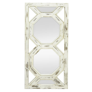 Wood Mirror - White - Benzara