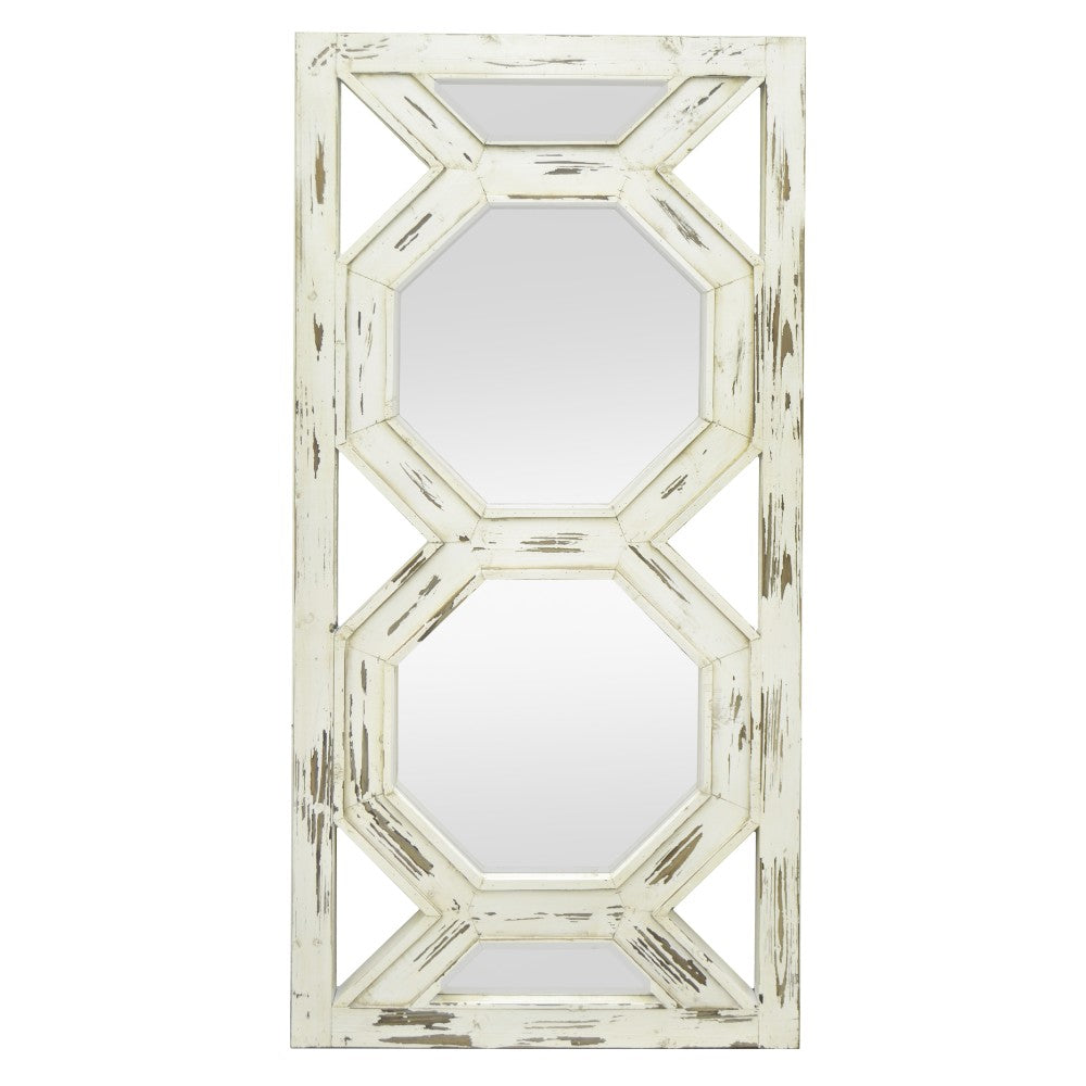 Wood Mirror - White - Benzara