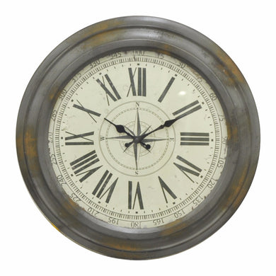 Antiqued Metal Wall Clock - Benzara