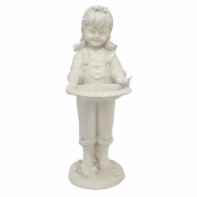 White Resin Girl Figurine - Benzara