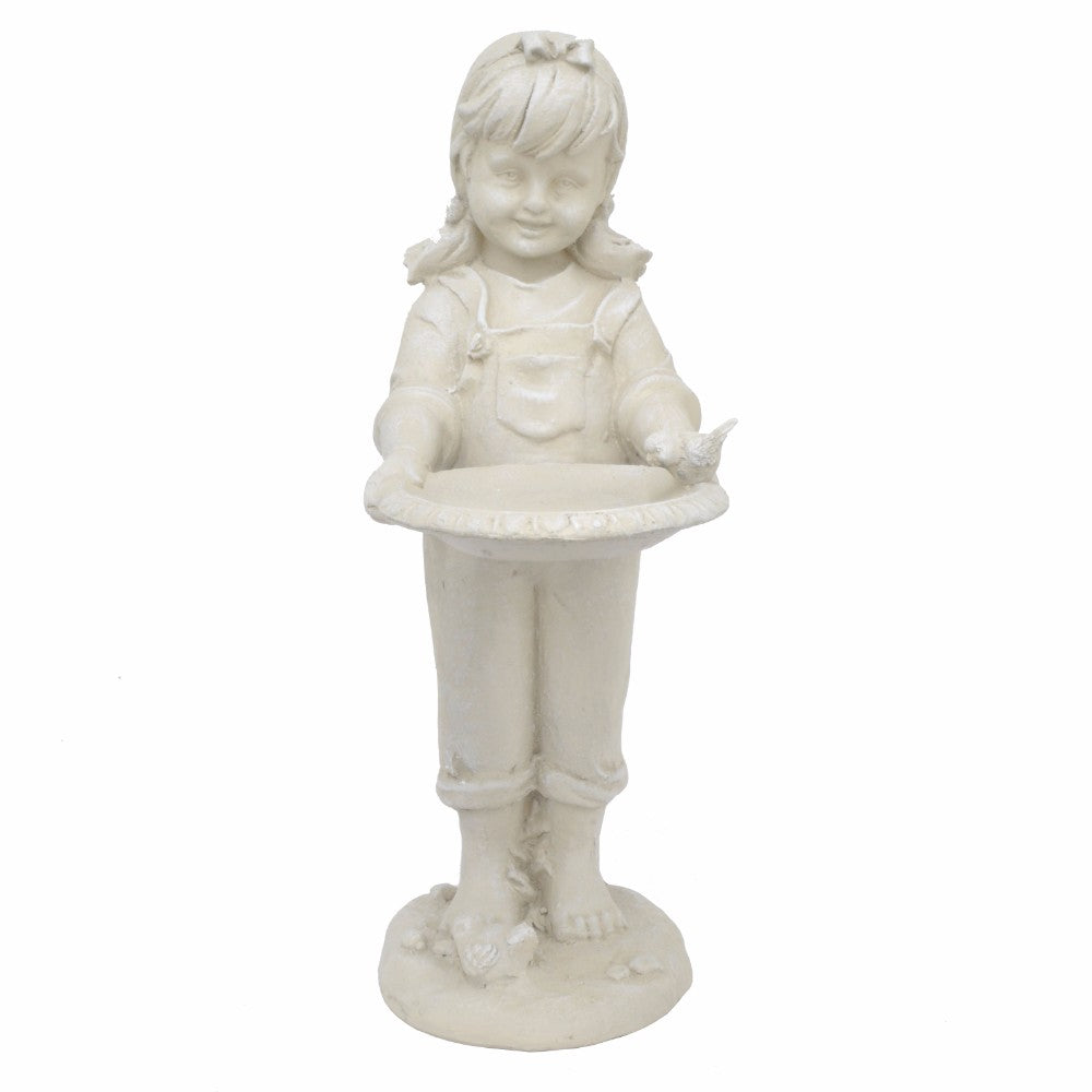 White Resin Girl Figurine - Benzara