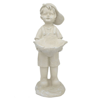 White Resin Boy Figurine - Benzara