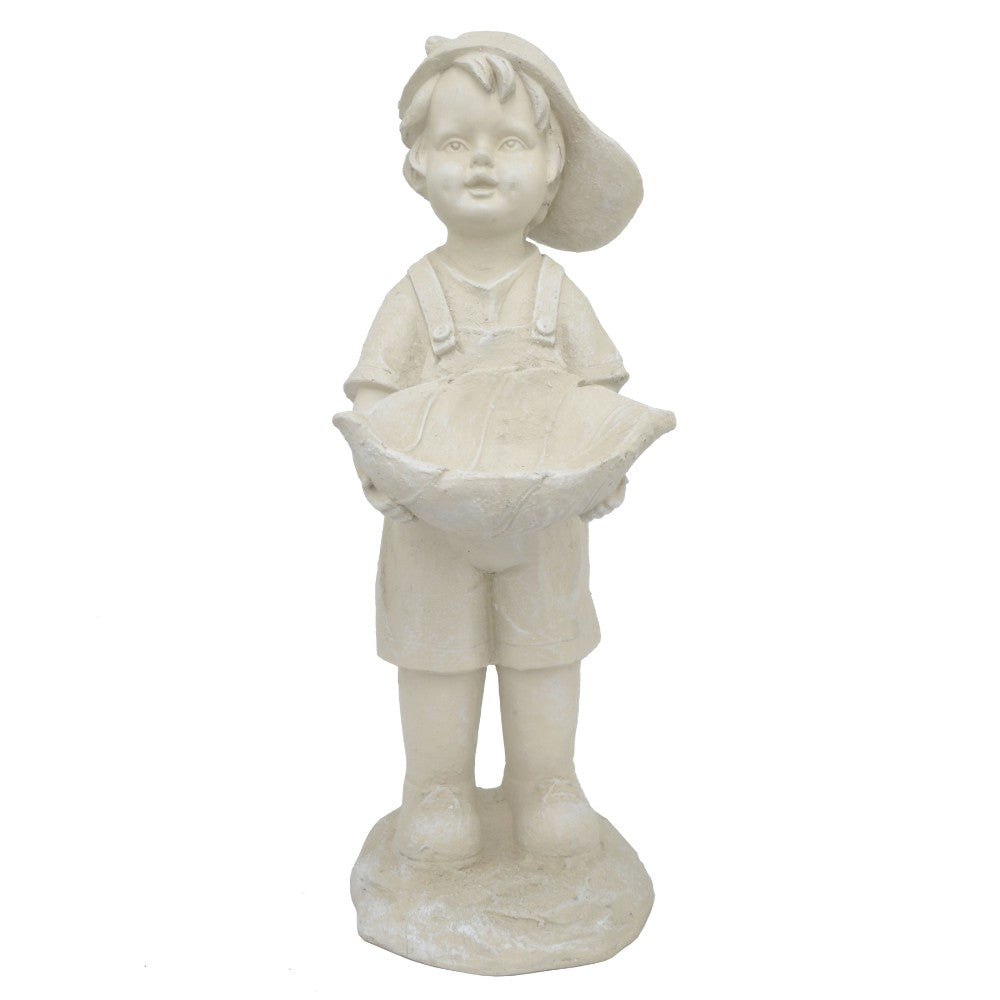 White Resin Boy Figurine - Benzara