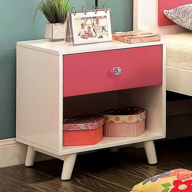 Alivia Transitional Night Stand, Pink and White