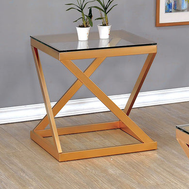 Zoya Contemporary Style End Table, Gold