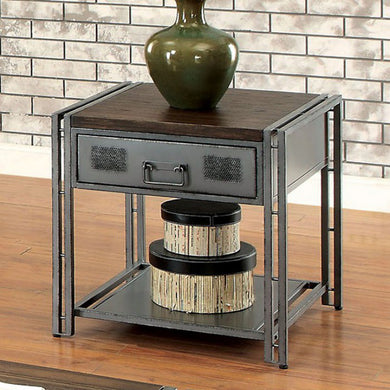 Thurles Industrial Style End Table, Black
