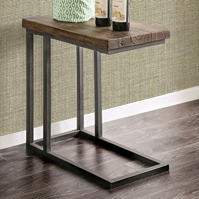 Zula Industrial Side Table, Dark Oak Finish