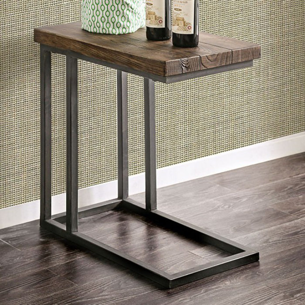 Zula Industrial Side Table, Dark Oak Finish