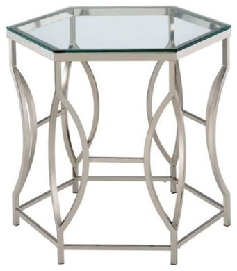 Zola Contemporary End Table In Chrome Finish