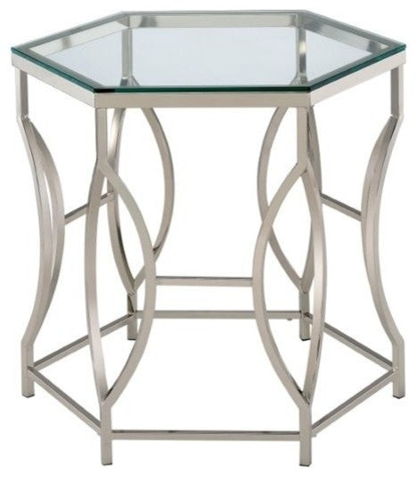 Zola Contemporary End Table In Chrome Finish