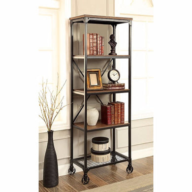 Ventura II Industrial Bookshelf In Medium Oak Finish