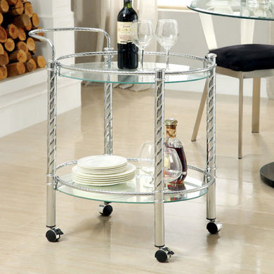 Traco Contemporary Serving Cart In Chrome Finish