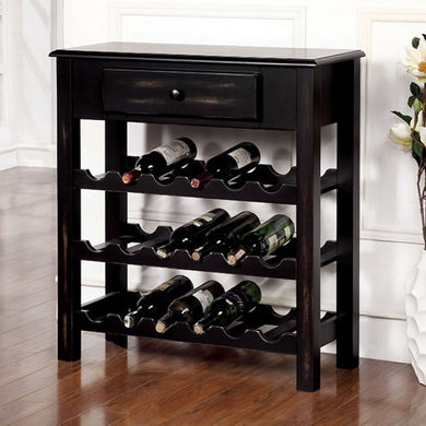 Tessa Transitional Wine Cabinet In Antiqued Black