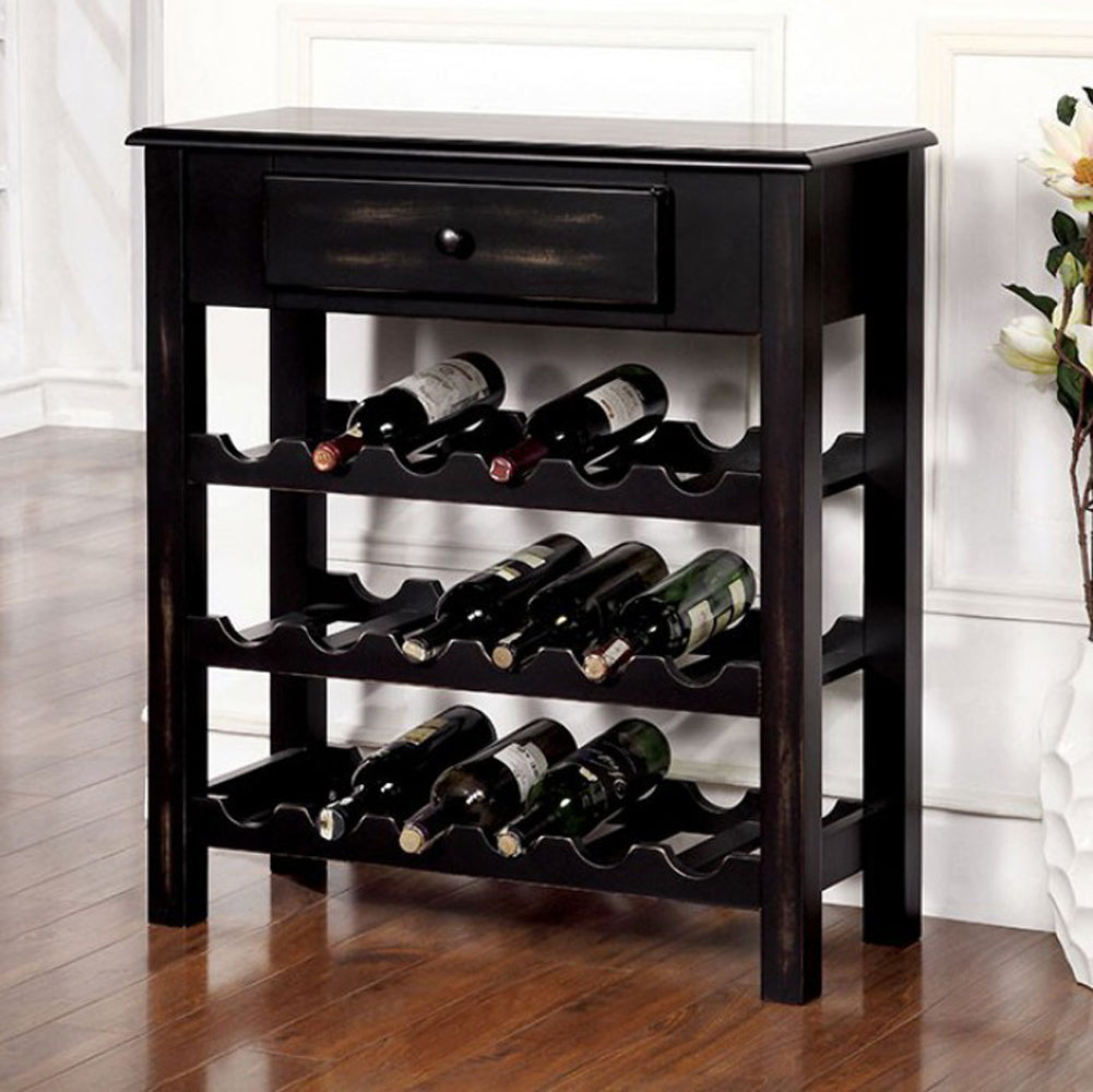 Tessa Transitional Wine Cabinet In Antiqued Black
