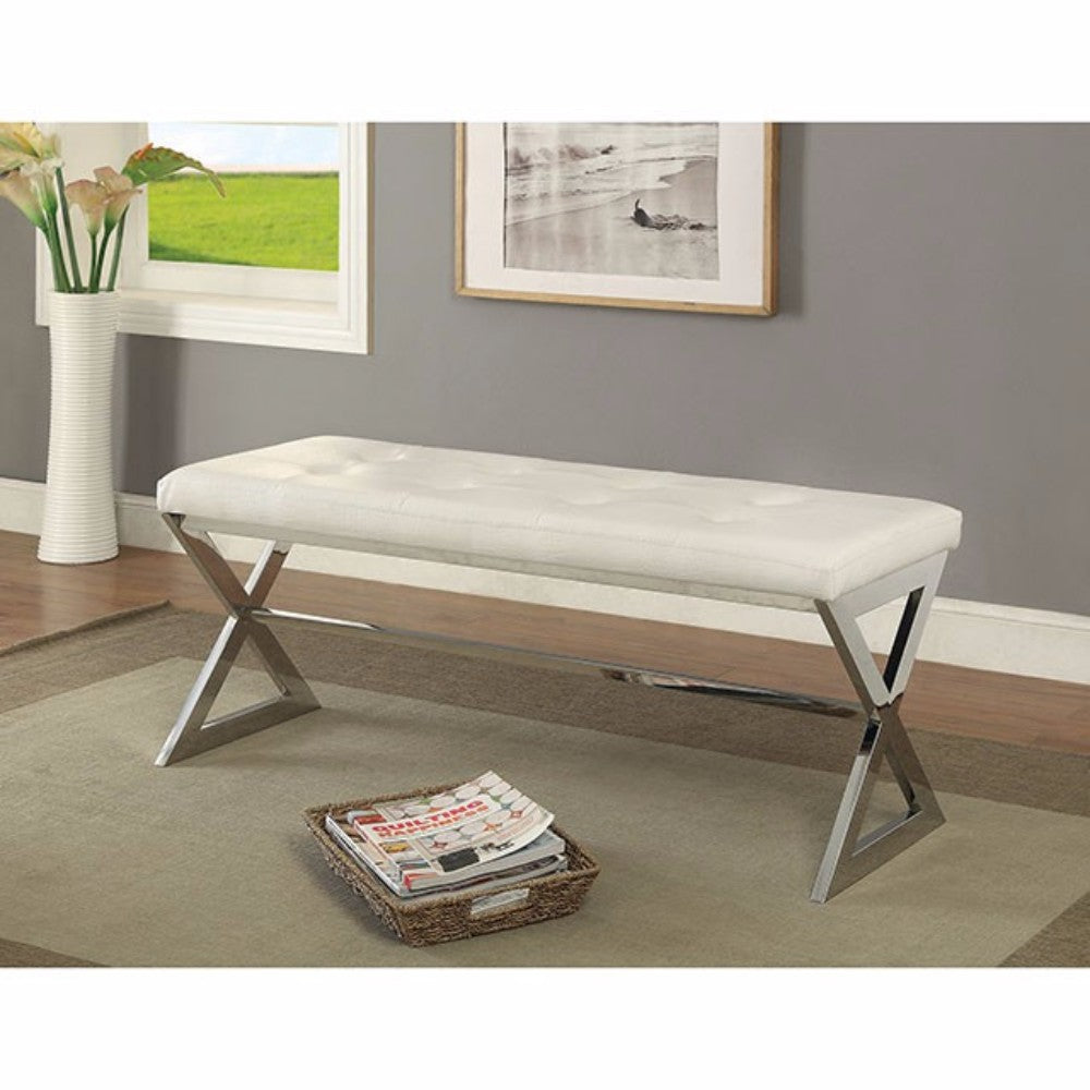 Zina Contemporary Bench, White