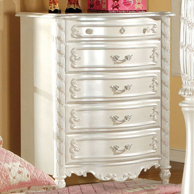 5 Drawers Wooden Chest In Traditional Style, White
