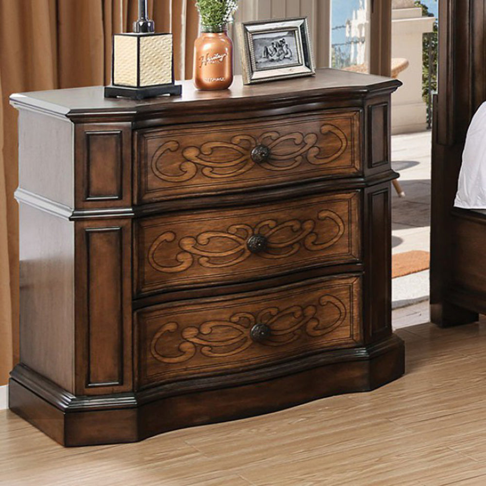 Transitional Style Wooden Night Stand, Brown