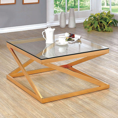 Zoya Contemporary Coffee Table, Gold