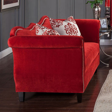 Zaffiro Modern Victorian Love Seat, Ruby Red