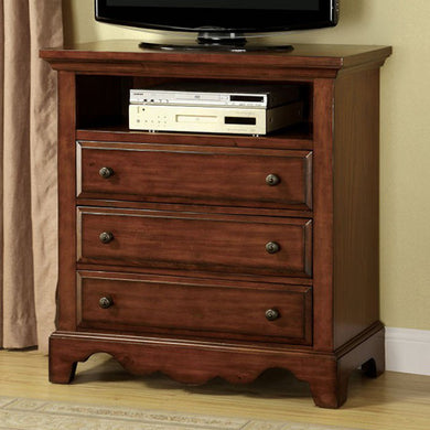 Traditional  Wooden Media Chest, Walnut Brown