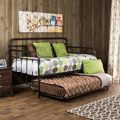 Transitional Style Metal Daybed, Dark Bronze