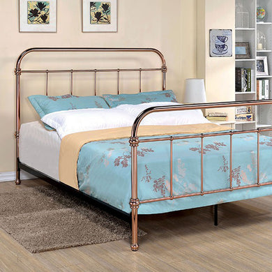 Twin Size Metal Bed With Spindle Accents, Copper