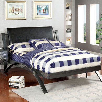 Twin Bed With Leatherette Headboard, Gray