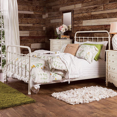 Aesthetic California King Metal Bed, Vintage White