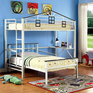 Transitional Metal Lower Twin Bed, Brown and White