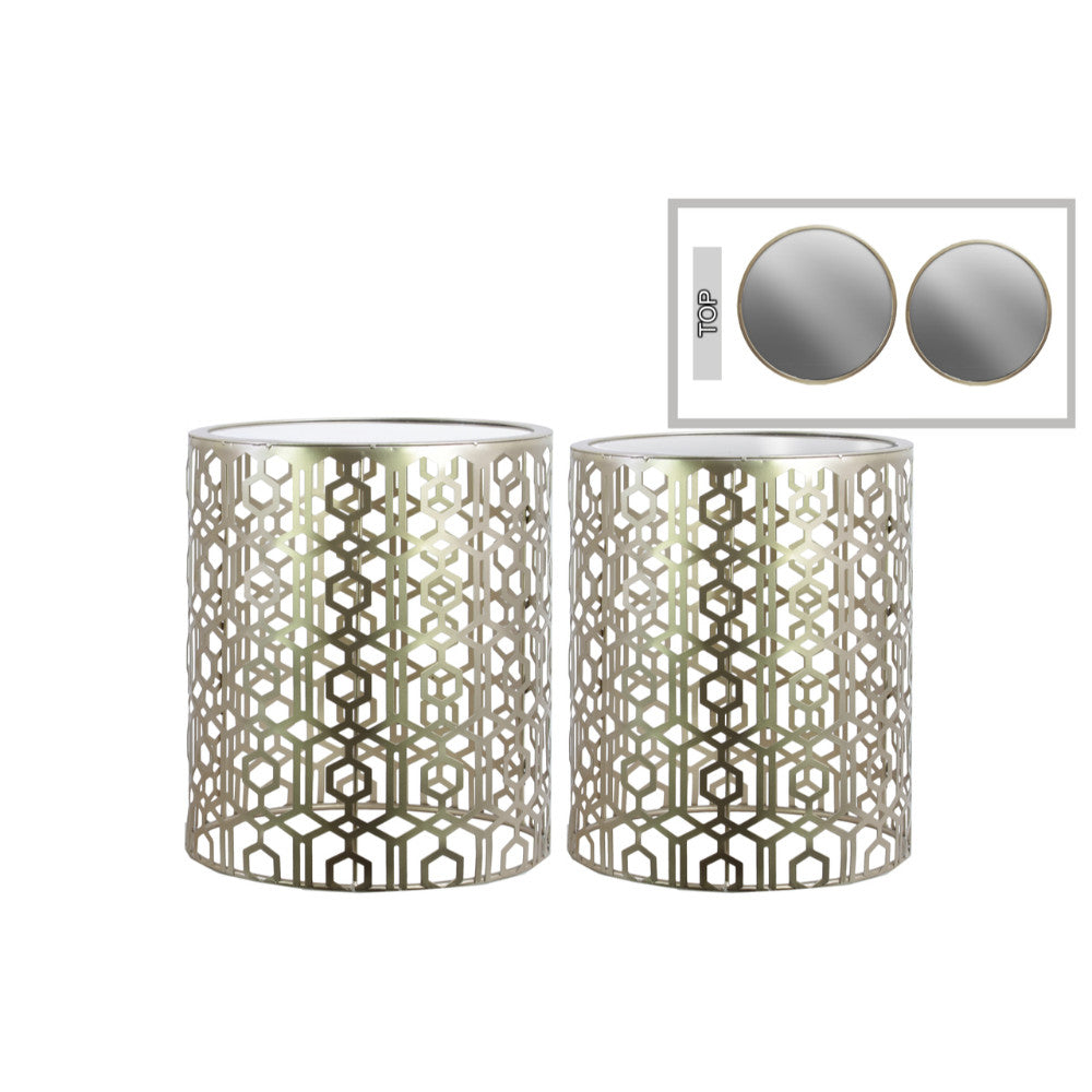 Trendy Round Nesting Accent Table - Set of 2 - Benzara