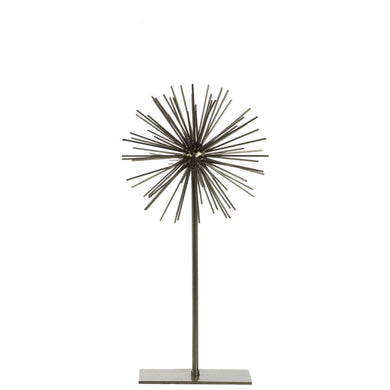 Suave and Small Sea Urchin Ornamental Sculpture decor - Silver - Benzara