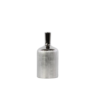 Trendy Ceramic Medium Round Bottle Vase Medium - Silver - Benzara