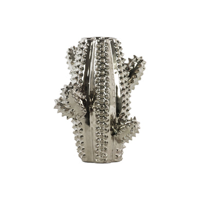 Angelic Desert Cactus Shaped Vase - Silver - Benzara