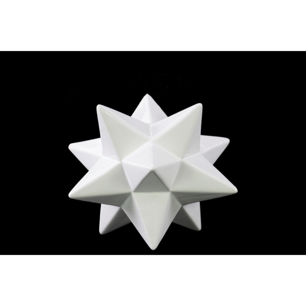 White Dwarf Small 12 Point Stellated Icosahedron Sculpture - Benzara