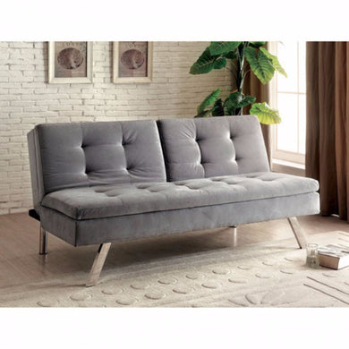 Valier Contemporary Sofa Futon, Gray Finish