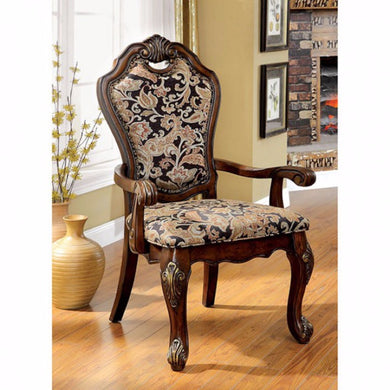 Vicente Traditional Arm Chair, Cherry Finish, Set Of 2